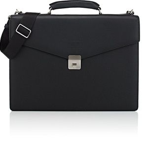 ARMANI COLLEZIONI Black Pebbled Leather Briefcase